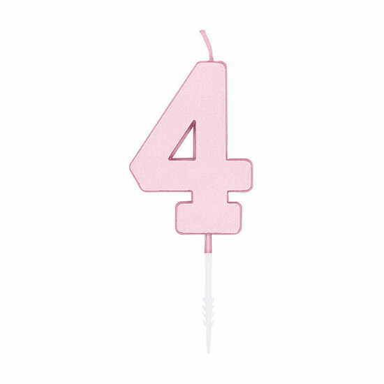 Taartkaars 4,5cm Pastel Roze no. 4