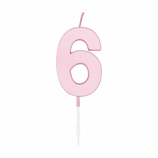 Taartkaars 4,5cm Pastel Roze no. 6