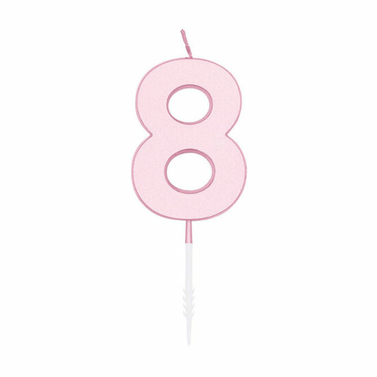 Taartkaars 4,5cm Pastel Roze no. 8
