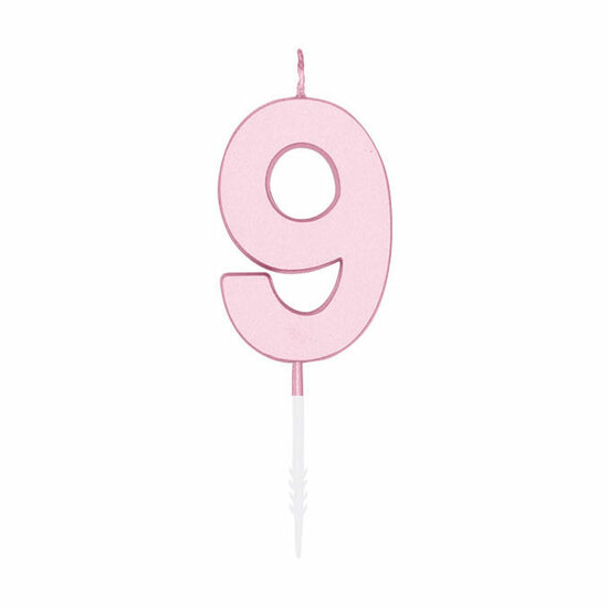 Taartkaars 4,5cm Pastel Roze no. 9