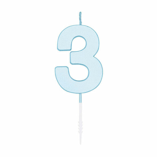 Taartkaars 4,5cm Pastel Blauw no. 3