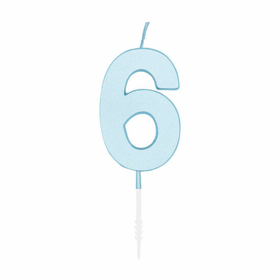 Taartkaars 4,5cm Pastel Blauw no. 6