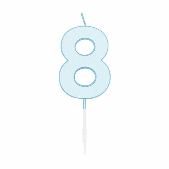 Taartkaars 4,5cm Pastel Blauw no. 8