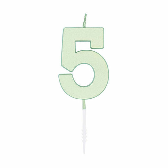 Taartkaars 4,5cm Pastel Mint no. 5