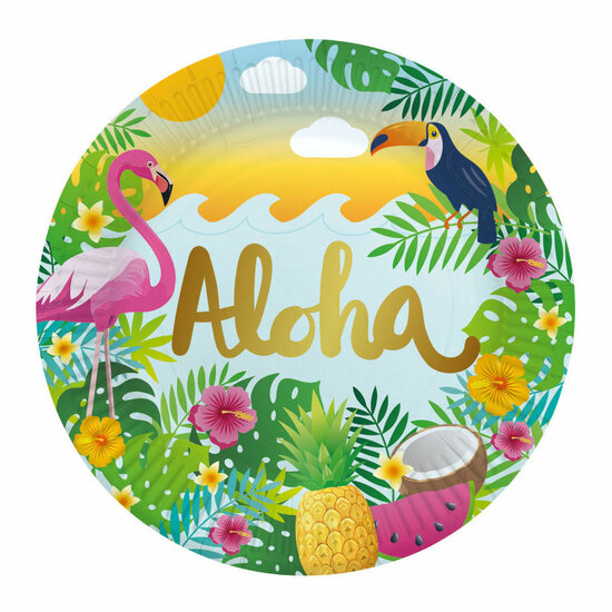 Papieren Borden 23cm Aloha - 8st.