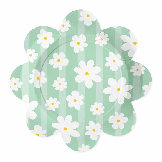 Papieren Borden 23cm Madeliefjes - 8st.