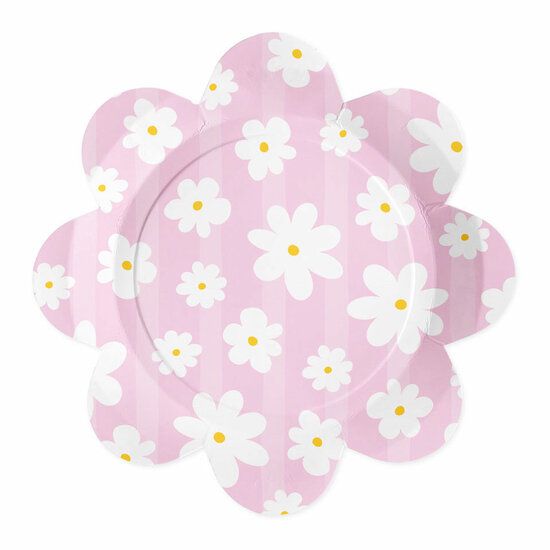 Papieren Borden 23cm Madeliefjes - 8st.