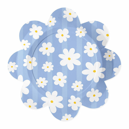 Papieren Borden 23cm Madeliefjes - 8st.