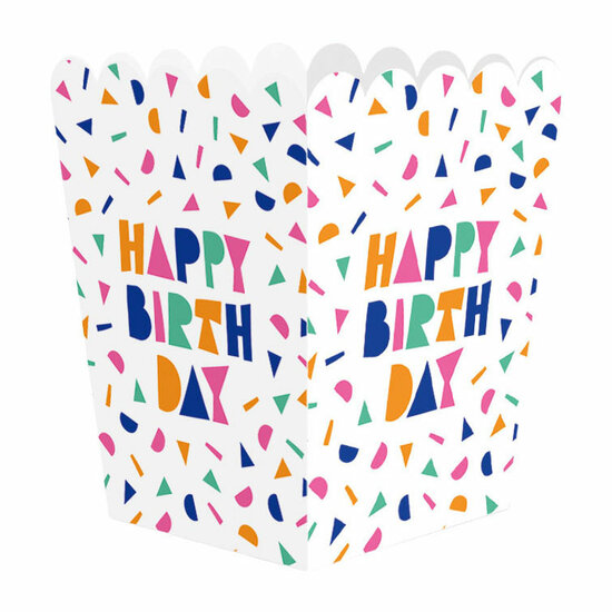 Papieren Snackboxen Happy Birthday - 8st.