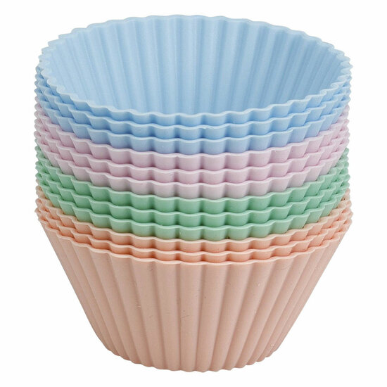 Set Siliconen Cupcakevormen 7x3,5cm - 12st.