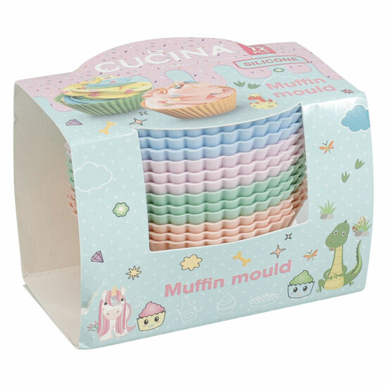 Set Siliconen Cupcakevormen 7x3,5cm - 12st.