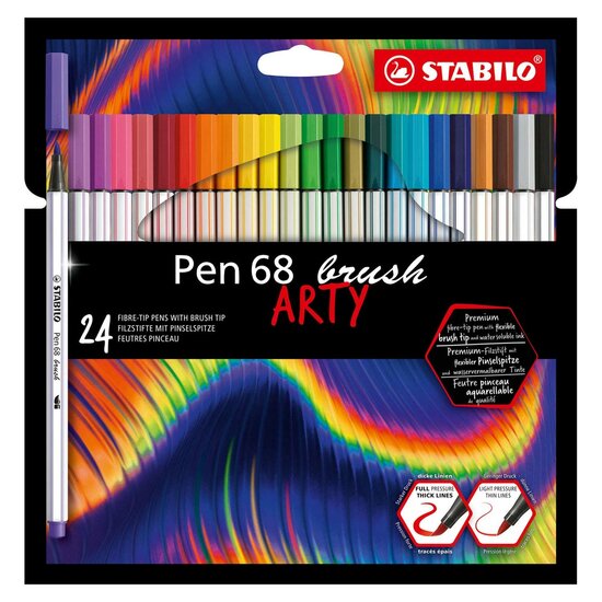 STABILO Pen 68 Brush - Viltstift - ARTY - Set Met 24 Stuks