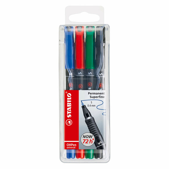 STABILO OHPen Superfijn Permanente Marker in Etui - 4dlg.