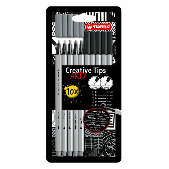 STABILO Creative Tips ARTY Pennen Verschillende Puntdiktes - 10dlg.