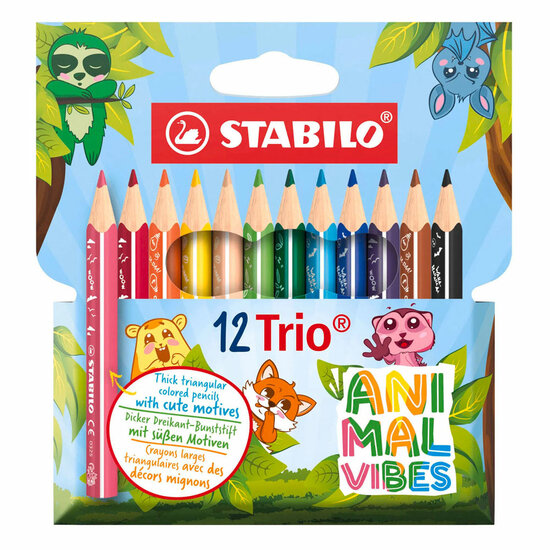 STABILO ANIMAL VIBES Trio thick short Kleurpotloden - 12dlg.