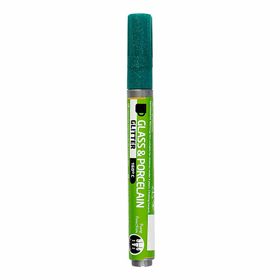 Glas- en Porseleinstift Glitter Semi-Dekkend - Donkergroen