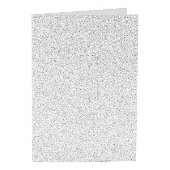 Kaarten en Enveloppen 10,5x15cm Glitter Zilver - 4st.