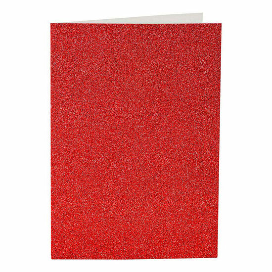 Kaarten en Enveloppen 10,5x15cm Glitter Rood - 4st.