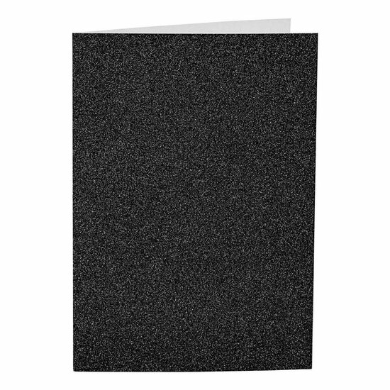 Kaarten en Enveloppen 10,5x15cm Glitter Zwart - 4st.