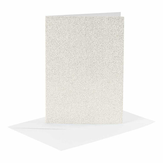 Kaarten en Enveloppen 10,5x15cm Glitter Wit - 4st.