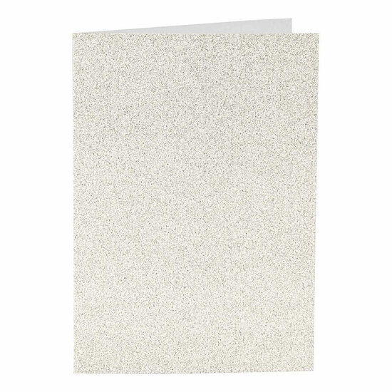 Kaarten en Enveloppen 10,5x15cm Glitter Wit - 4st.