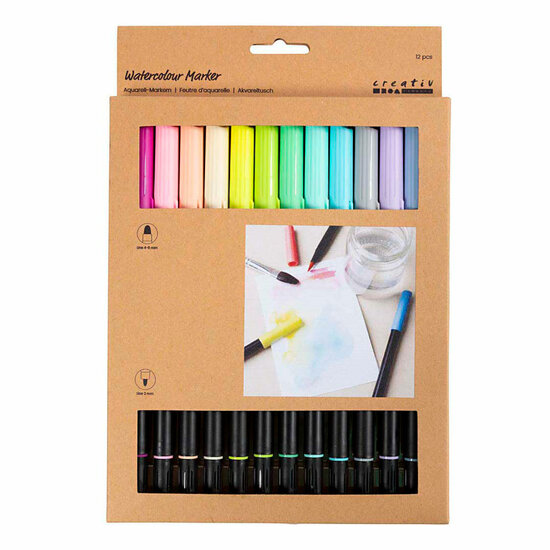 Dubbelzijdige Aquarelmarker - 12 Kleuren