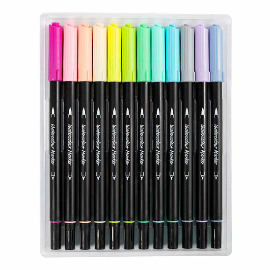 Dubbelzijdige Aquarelmarker - 12 Kleuren