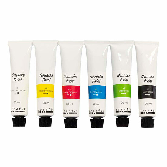 Gouacheverf Standaardkleuren - 6x20ml.