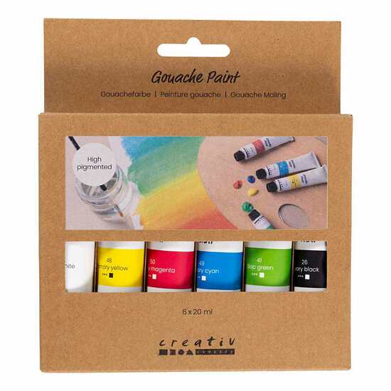 Gouacheverf Standaardkleuren - 6x20ml.