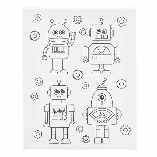 Schildercanvas met Print Robots - 24x30cm