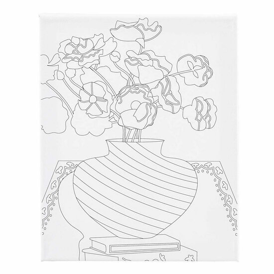 Schildercanvas met Print Boeket in Vaas - 24x30cm
