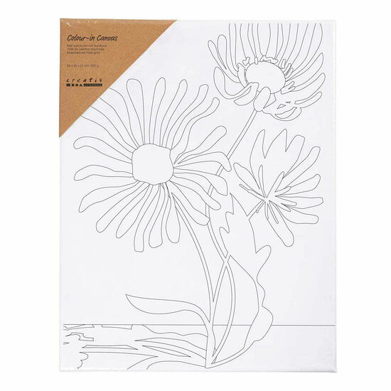 Schildercanvas met Print Grote Bloemen - 24x30cm