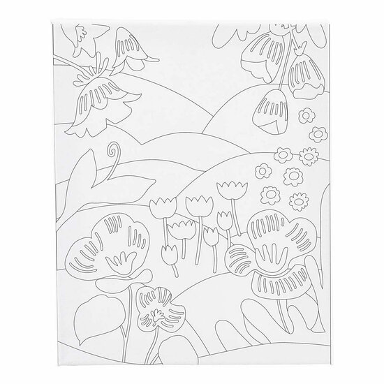 Schildercanvas met Print Bloemenlandschap - 24x30cm