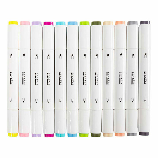 Tekenstift Lijndikte 1+8mm Pastelkleuren - 12st.