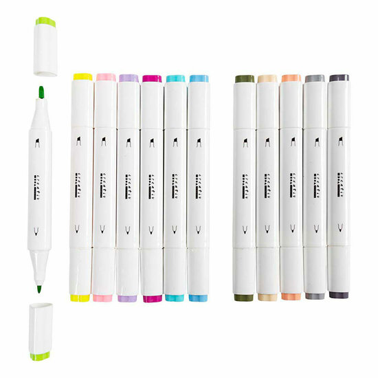Tekenstift Lijndikte 1+8mm Pastelkleuren - 12st.