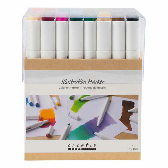 Tekenstift Lijndikte 1+8mm Standaardkleuren - 48st.