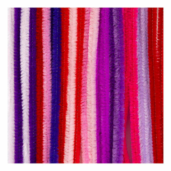 Chenille 6mm x 30cm Paars en Roze Harmonie - 25st.
