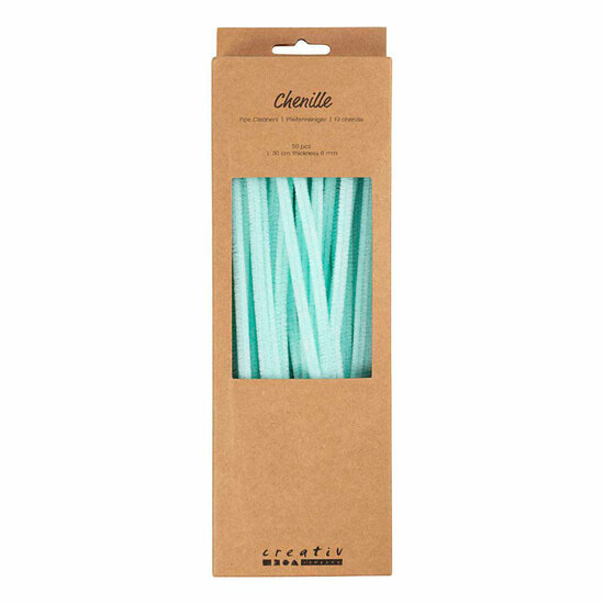 Chenille 6mm x 30cm Licht Turquoise - 50st.