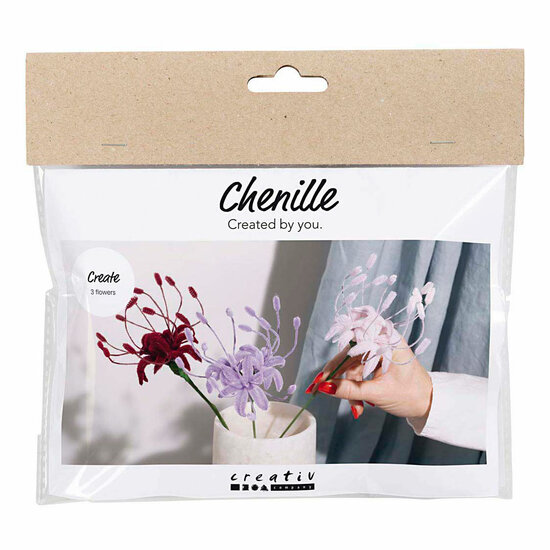 Mini Hobbyset Lelie Bloemen van Chenilledraad Lichtroze