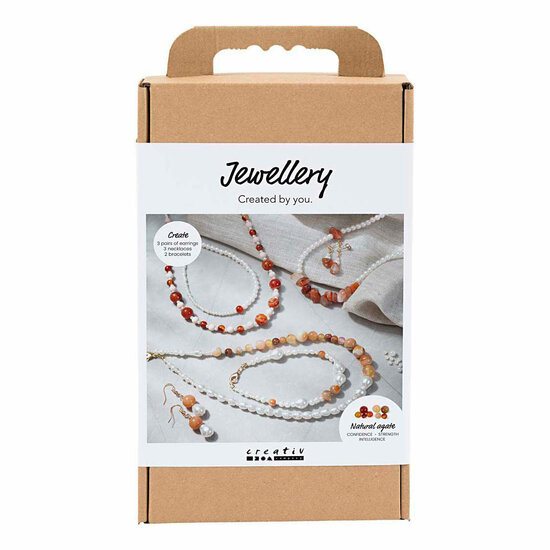 Hobbyset Sieraden Beige Burnt Orange Wit Parelmoer