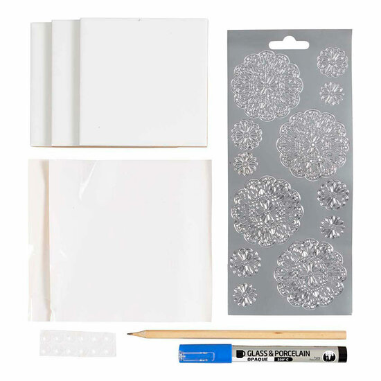 Mini Hobbyset Decoratie Porseleinen Onderzetters Blauw