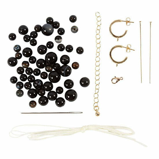 Mini Hobbyset Sieraden Halsketting en Oorbellen Zwart en Wit