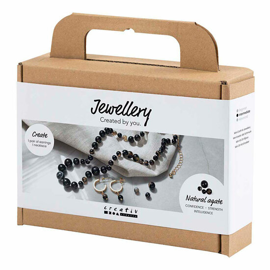 Mini Hobbyset Sieraden Halsketting en Oorbellen Zwart en Wit