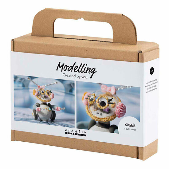 Mini Hobbyset Robot Boetseren Grijs en Roze