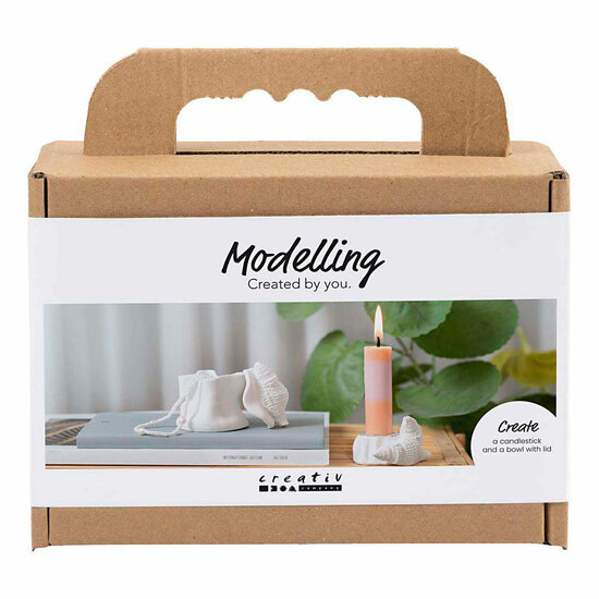 Mini Hobbyset Boetseren Kandelaar met Schelpen Off White