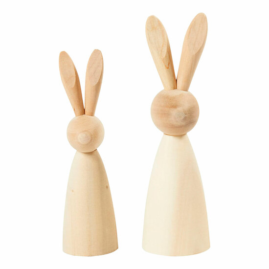 Houten Konijnen 12 en 14cm - 2st.