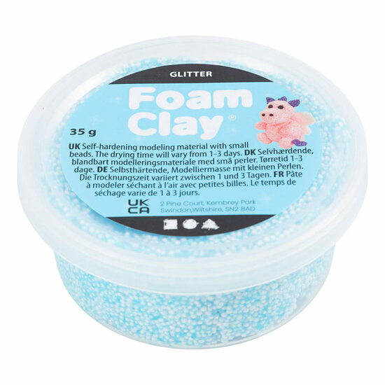 Foam Clay Glitter Lichtblauw - 35gr.