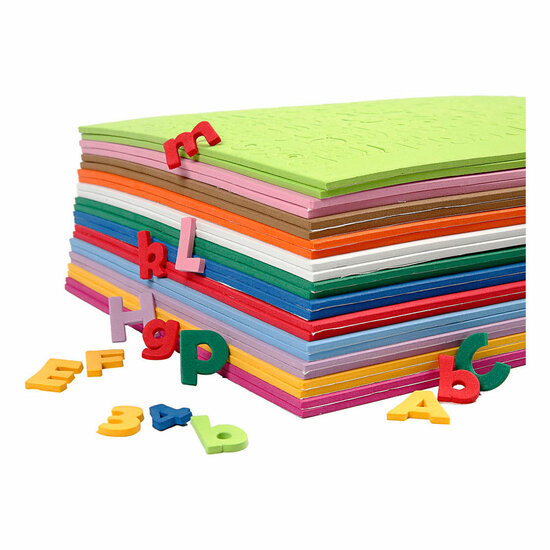 EVA Foam Cijfers &amp; Letters Gekleurd - 24 Vellen