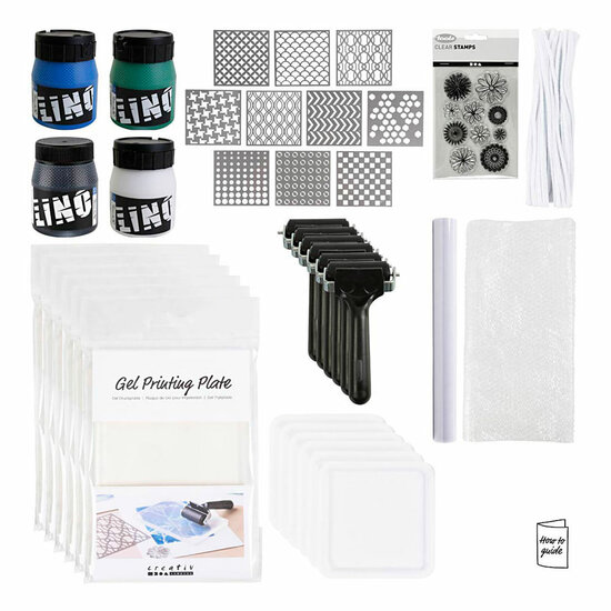 Groepsset Gelprinten Kleurrijke Prints
