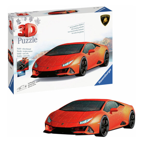 Ravensburger 3D Puzzel Lamborghini Huracan Evo Arancio, 108st.